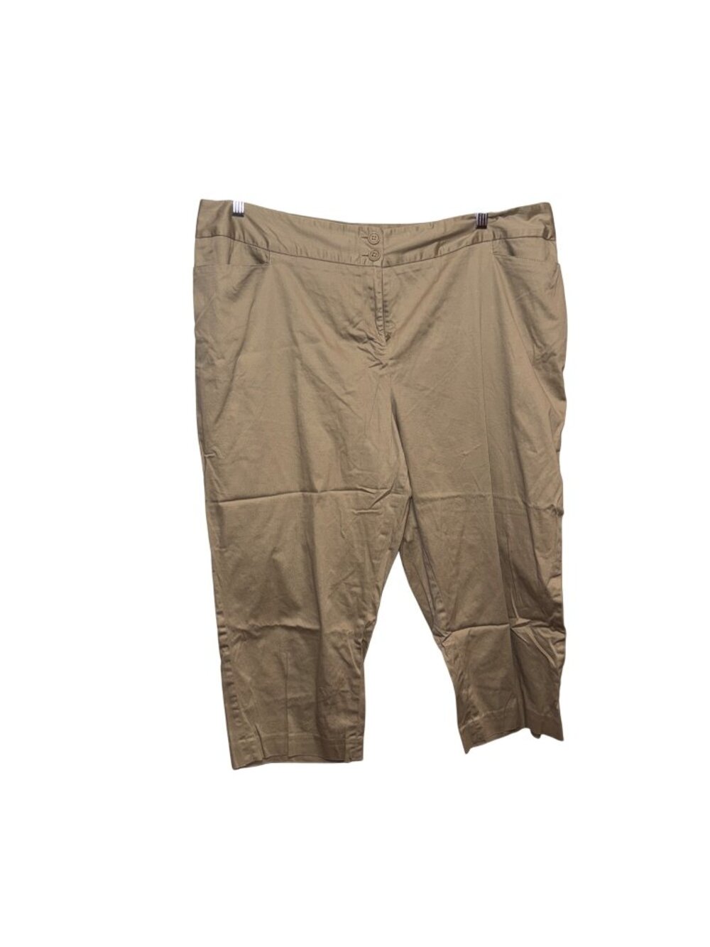 Lane Bryant Womens Beige Tan Capri Pants Size 20 Cotton Blend Relaxed Fit